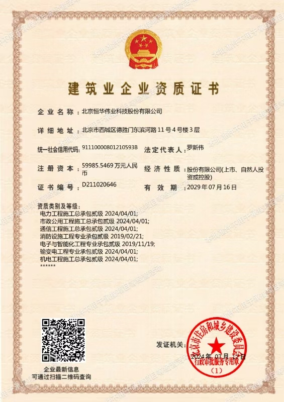 修建业企业资质证书